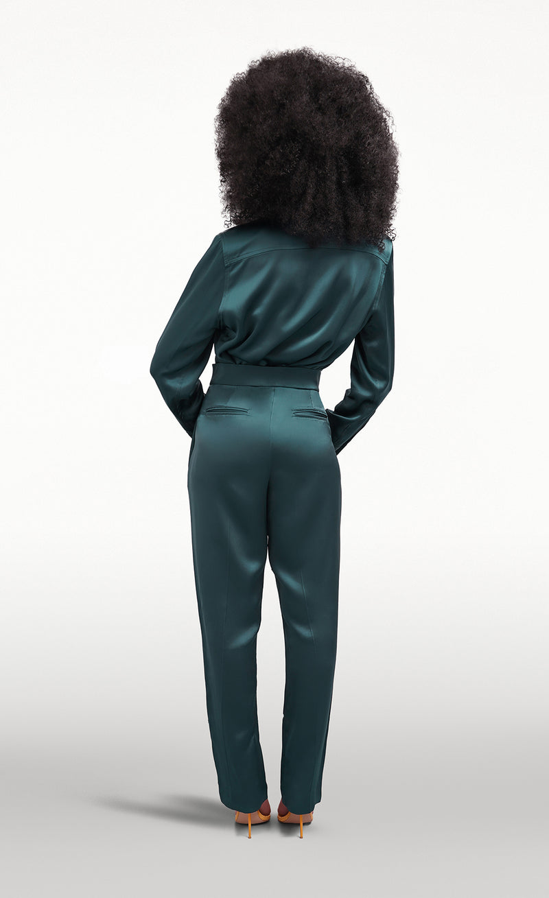 EMER GREEN SATIN LUXE SHIRT