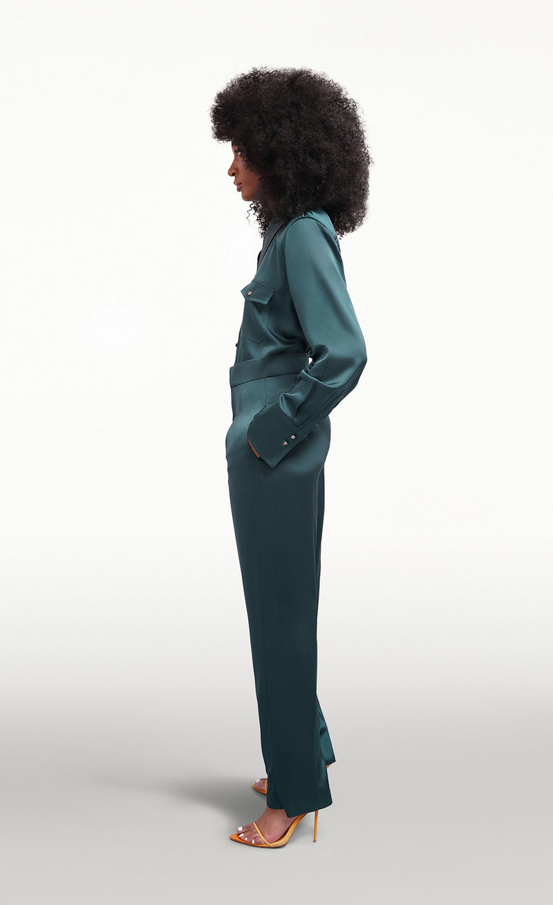 EMER GREEN SATIN LUXE SHIRT
