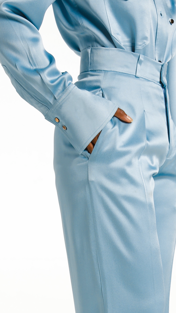 FORI OCEAN BLUE SATIN LUXE TROUSERS