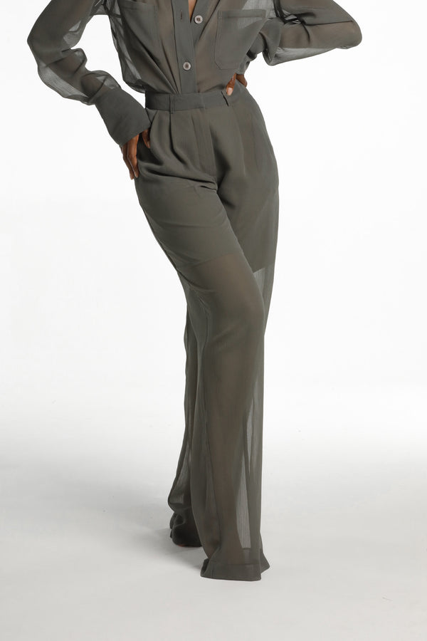 AMARTE SAGE SHEER TROUSERS