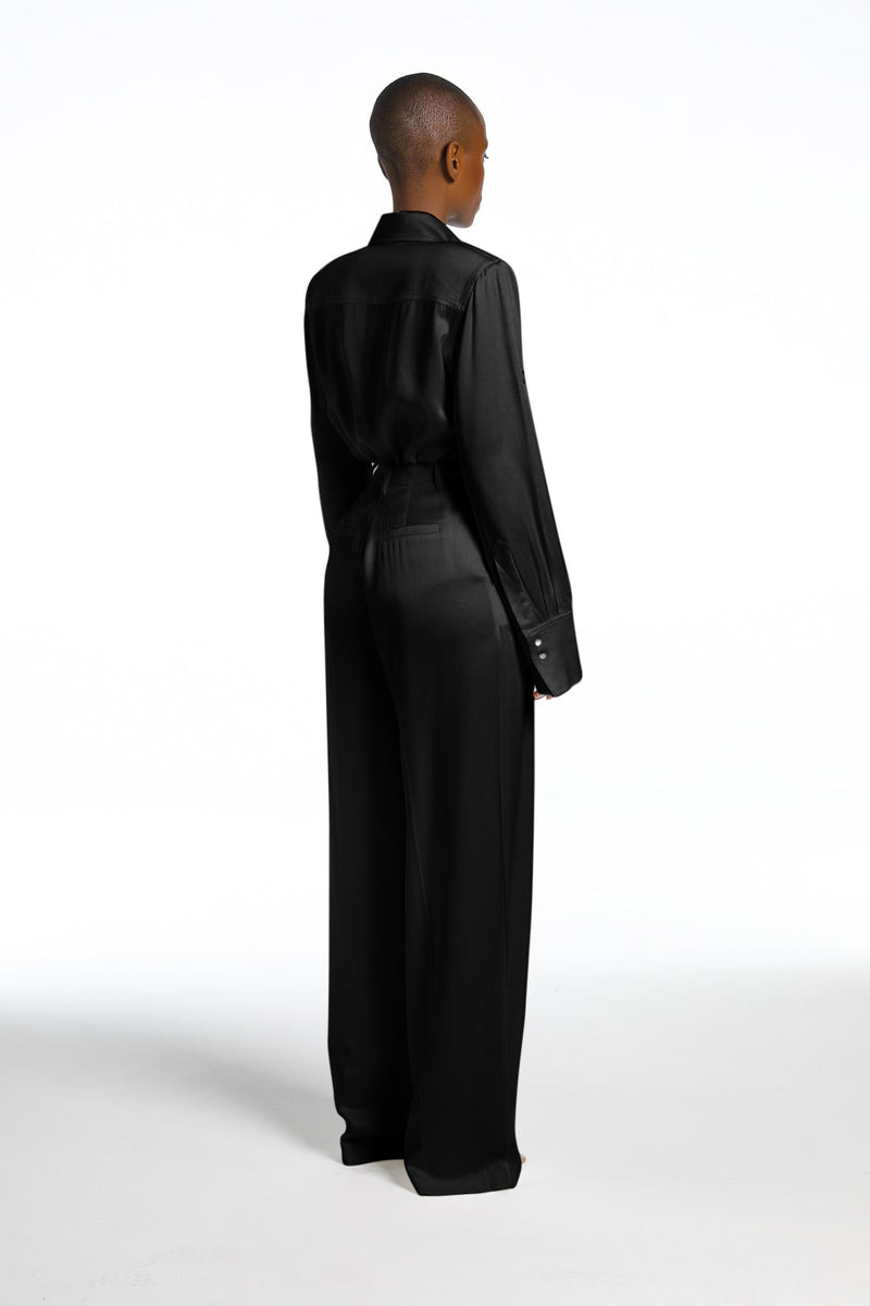 NOIR SATIN LUXE WIDE LEG TROUSERS