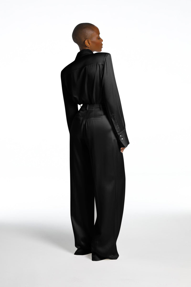 NOIR SATIN LUXE SHIRT