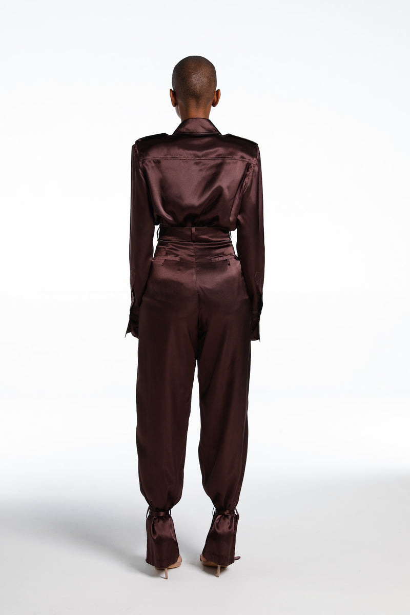 BENA CHOCOLATE SATIN LUXE SHIRT