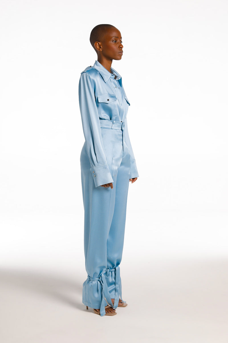 FORI OCEAN BLUE SATIN LUXE TROUSERS