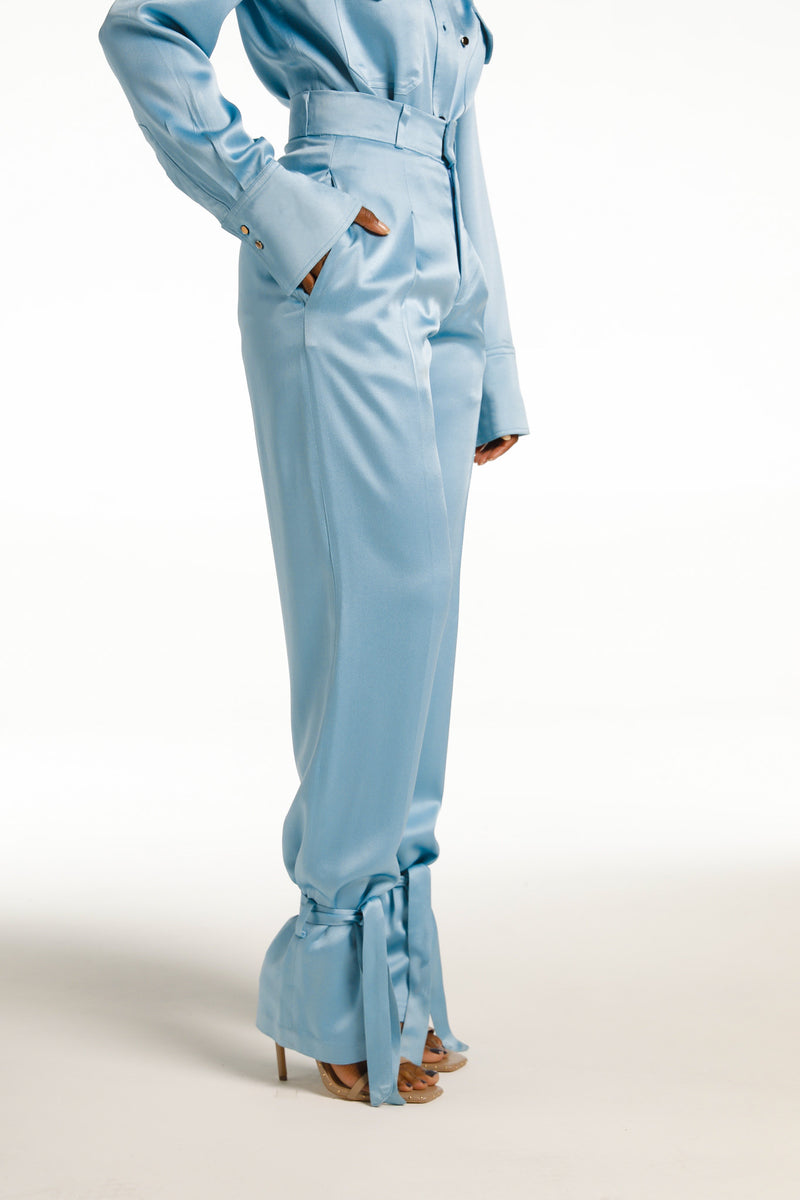 FORI OCEAN BLUE SATIN LUXE TROUSERS